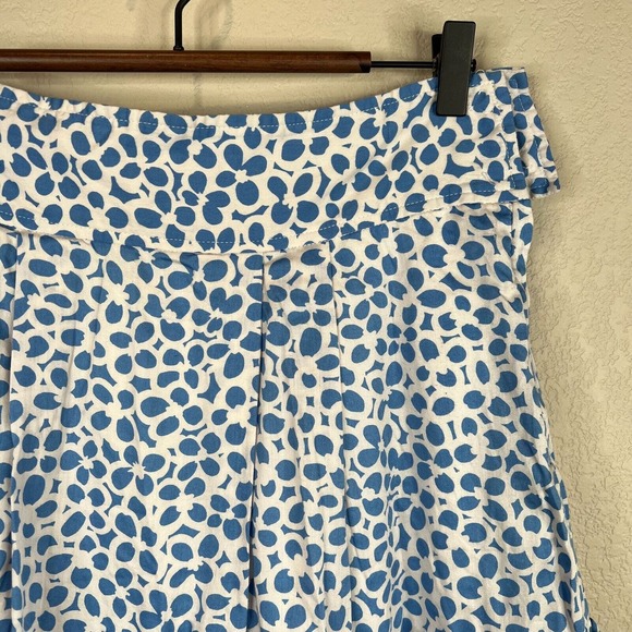 Marc Jacobs Mini Skirt Size 8 Blue White Floral Print Pleated Ruffle Hem Cotton - Picture 3 of 14